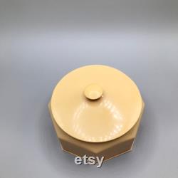 Vintage Lidded Jewelry Ring Container Vanity Dish Plastic Ivory Color