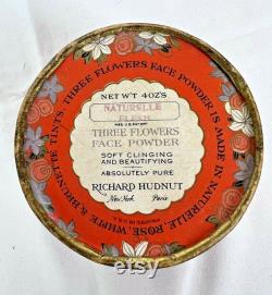 Vintage Lovely Richard Hudnut 3 Flowers Face Powder Box 4 oz Empty 2 x 3 1 4