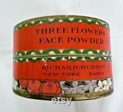 Vintage Lovely Richard Hudnut 3 Flowers Face Powder Box 4 oz Empty 2 x 3 1 4