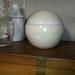 Vintage MCM ceramic lidded powder jar, iridescent white sphere ball. JE, Amar Free Shipping