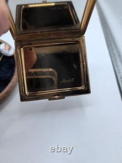 Vintage Marhill Mother Of Pearl Hand Painted Victorian Compact With Matching
