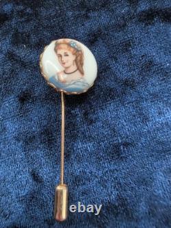 Vintage Marhill Mother Of Pearl Hand Painted Victorian Compact With Matching