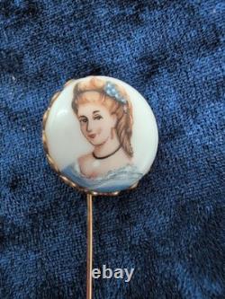 Vintage Marhill Mother Of Pearl Hand Painted Victorian Compact With Matching