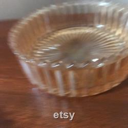 Vintage Marigold Powder or Trinket Box Carnival Glass Mid Century