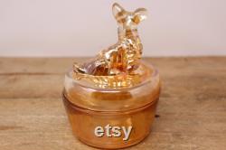 Vintage Marigold Scottie Design Powder Jar and Lid Jeannette Animals and Figurines by Jeanette
