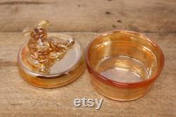 Vintage Marigold Scottie Design Powder Jar and Lid Jeannette Animals and Figurines by Jeanette