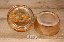 Vintage Marigold Scottie Design Powder Jar and Lid Jeannette Animals and Figurines by Jeanette