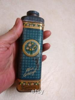 Vintage Marinello 6 powder tin Blue Ameryl COLLECTIBLE vanity display 1920's