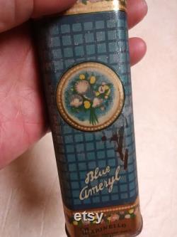 Vintage Marinello 6 powder tin Blue Ameryl COLLECTIBLE vanity display 1920's