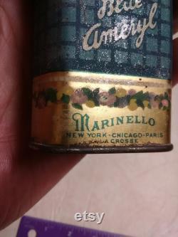 Vintage Marinello 6 powder tin Blue Ameryl COLLECTIBLE vanity display 1920's