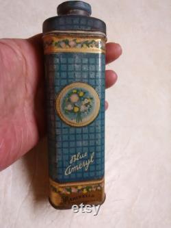 Vintage Marinello 6 powder tin Blue Ameryl COLLECTIBLE vanity display 1920's