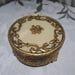 Vintage Matson 24K Hollywood Regency Filigree and Floral Design Footed Round Vanity Dresser Powder Jar With Glass Insert -Boudoir Accessories