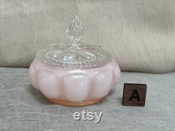 Vintage Melon Shape Fenton Glass Choose From Rose Overlay Puff Box, Large Perfume, Small Perfume, White Large Perfume, Or Small Perfume