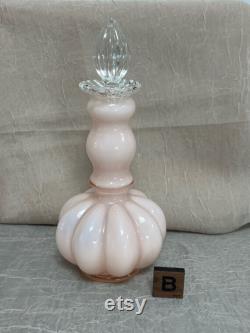 Vintage Melon Shape Fenton Glass Choose From Rose Overlay Puff Box, Large Perfume, Small Perfume, White Large Perfume, Or Small Perfume