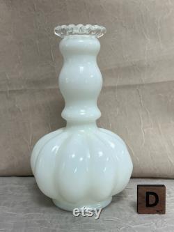 Vintage Melon Shape Fenton Glass Choose From Rose Overlay Puff Box, Large Perfume, Small Perfume, White Large Perfume, Or Small Perfume