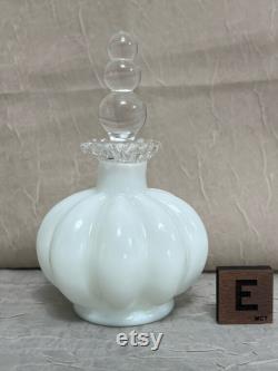 Vintage Melon Shape Fenton Glass Choose From Rose Overlay Puff Box, Large Perfume, Small Perfume, White Large Perfume, Or Small Perfume