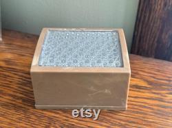 Vintage Merle Norman Cosmetics Powder Box Merle Norman Brown Marble Plastic Powder Box with a Clear Textured Lid Vanity Dresser Box