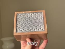 Vintage Merle Norman Cosmetics Powder Box Merle Norman Brown Marble Plastic Powder Box with a Clear Textured Lid Vanity Dresser Box