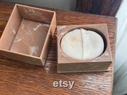 Vintage Merle Norman Cosmetics Powder Box Merle Norman Brown Marble Plastic Powder Box with a Clear Textured Lid Vanity Dresser Box