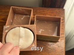 Vintage Merle Norman Cosmetics Powder Box Merle Norman Brown Marble Plastic Powder Box with a Clear Textured Lid Vanity Dresser Box