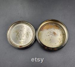 Vintage Metal Trinket Jewelry Box with Hand Decorated Enameled Lid. Lenemalier Powder Box Made in the USSR. Christmas Gift. Collectible.