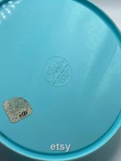 Vintage Mid Century Celebrity Inc. Aqua Turquoise Blue Lucite Powder Container New York