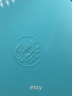 Vintage Mid Century Celebrity Inc. Aqua Turquoise Blue Lucite Powder Container New York