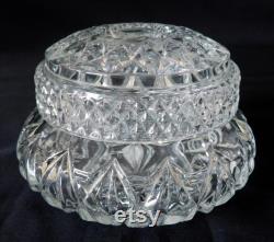 Vintage Mid Century Pressed Glass Powder Jar