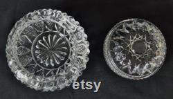 Vintage Mid Century Pressed Glass Powder Jar