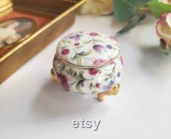 Vintage Miniature Vanity Jar, Vintage Budoir Dish, Lidded Dish, Footed Jar, Ladies Budoir Dish, Floral Pattern, Treasures by the Gulf