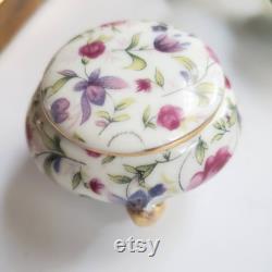 Vintage Miniature Vanity Jar, Vintage Budoir Dish, Lidded Dish, Footed Jar, Ladies Budoir Dish, Floral Pattern, Treasures by the Gulf