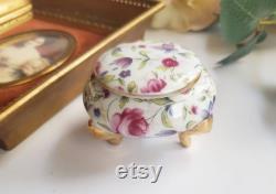 Vintage Miniature Vanity Jar, Vintage Budoir Dish, Lidded Dish, Footed Jar, Ladies Budoir Dish, Floral Pattern, Treasures by the Gulf