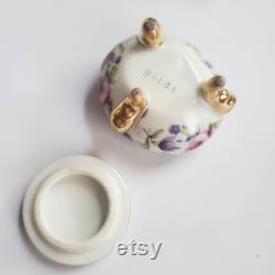 Vintage Miniature Vanity Jar, Vintage Budoir Dish, Lidded Dish, Footed Jar, Ladies Budoir Dish, Floral Pattern, Treasures by the Gulf