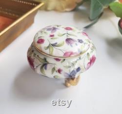 Vintage Miniature Vanity Jar, Vintage Budoir Dish, Lidded Dish, Footed Jar, Ladies Budoir Dish, Floral Pattern, Treasures by the Gulf