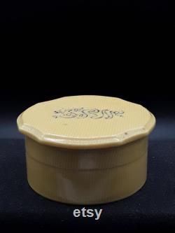 Vintage Monogrammed (NST ) Du Barry Ivory Pyralin Powder or Trinket Box