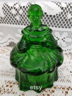 Vintage Mosser Glass Emerald Green Dresser Doll