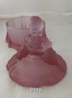 Vintage Mosser Glass Pink Lady Powder Box