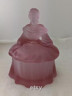 Vintage Mosser Glass Pink Lady Powder Box