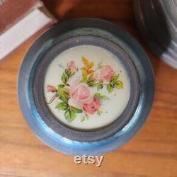 Vintage Musical Powder Boxes Puff Box Floral Design Set of 2