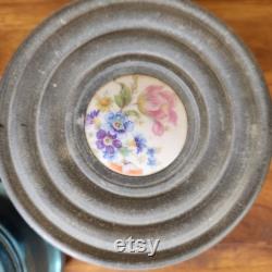Vintage Musical Powder Boxes Puff Box Floral Design Set of 2