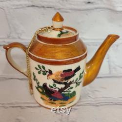 Vintage NINI Hand-Painted Minature Resin Redbirds Teapot
