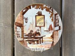 Vintage New Hall Hanley Lobster Pot Nautical Seaside Transfer Powder Jar Trinket Dish Made in Staffordshire England Retro Vanity