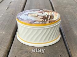 Vintage New Hall Hanley Lobster Pot Nautical Seaside Transfer Powder Jar Trinket Dish Made in Staffordshire England Retro Vanity