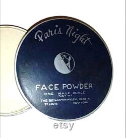 Vintage New PARIS NIGHT Face Powder Box 1930s Art Deco Beauty Collectible French Vanity Boudoir Decor Makeup Cosmetics Full Case UNUSED Gift