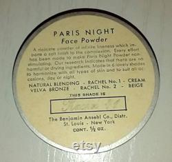Vintage New PARIS NIGHT Face Powder Box 1930s Art Deco Beauty Collectible French Vanity Boudoir Decor Makeup Cosmetics Full Case UNUSED Gift