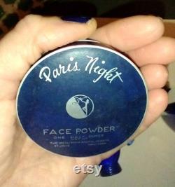 Vintage New PARIS NIGHT Face Powder Box 1930s Art Deco Beauty Collectible French Vanity Boudoir Decor Makeup Cosmetics Full Case UNUSED Gift