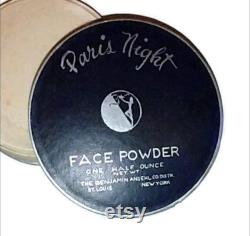 Vintage New PARIS NIGHT Face Powder Box 1930s Art Deco Beauty Collectible French Vanity Boudoir Decor Makeup Cosmetics Full Case UNUSED Gift