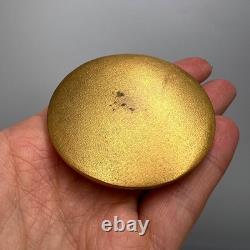 Vintage Old Makeup Used Powder Box Mirror Women USSR Compact Brass Jasper Stone