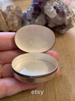 Vintage Oval Taxco Mexico Sterling Silver Pillbox Ringholder Box