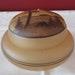 Vintage Pale Orange Hand Painted Frosted Glass Powder Bowl and Lid with Woodland Forest Design 1930's Vanity Trinket See Condition Report